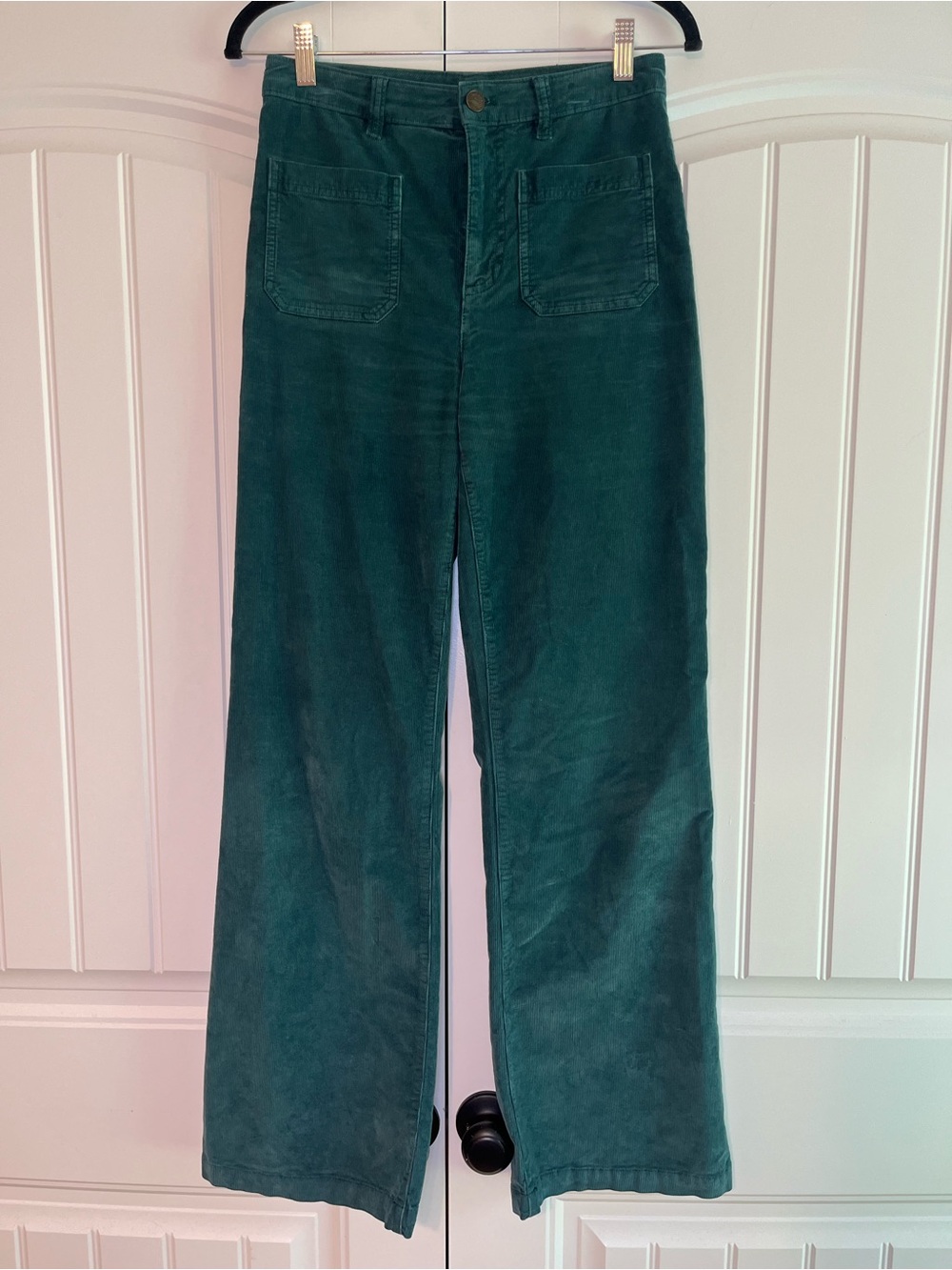 Faherty Stretch Cord Wide Leg Pant Teal Size 27 Sea Moss Corduroy Women’s